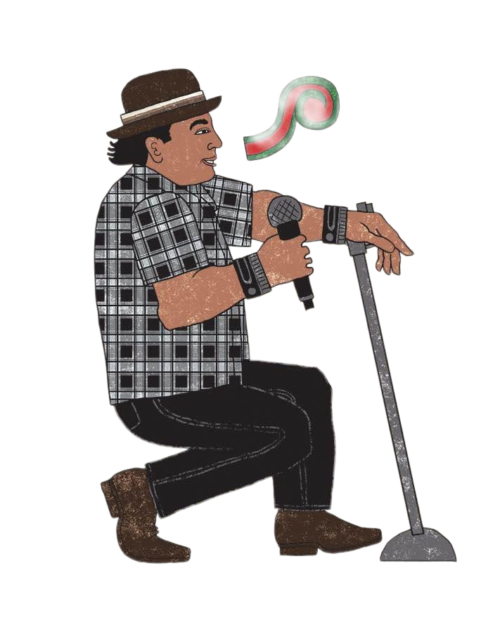 Victor Paz Jr illustrated logo, transparent background
